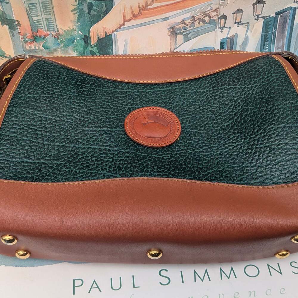 Dooney & Bourke A Leather Emerald Green and Brown Crossbody Bag